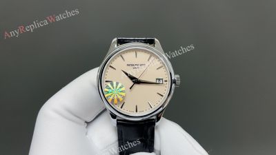 PDF Factory Patek Philippe Calatrava 39*9.5mm Cal.330 Movement Ivory Cream/Black Face Watch